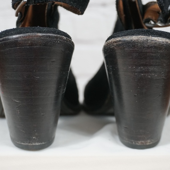Black FRYE Courtney Suede Slingback Ankle Heels 7B - Picture 5 of 7